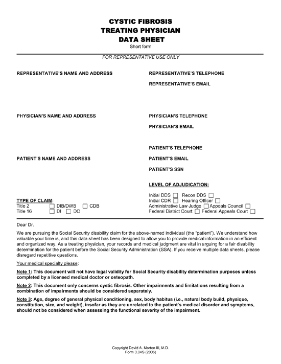 Cystic_Fibrosis_Form Cystic Fibrosis Treating Physician Data Sheet